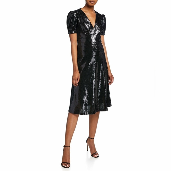 Sz 4 NWT $745 HVN Paula deep V-neck sequined dress